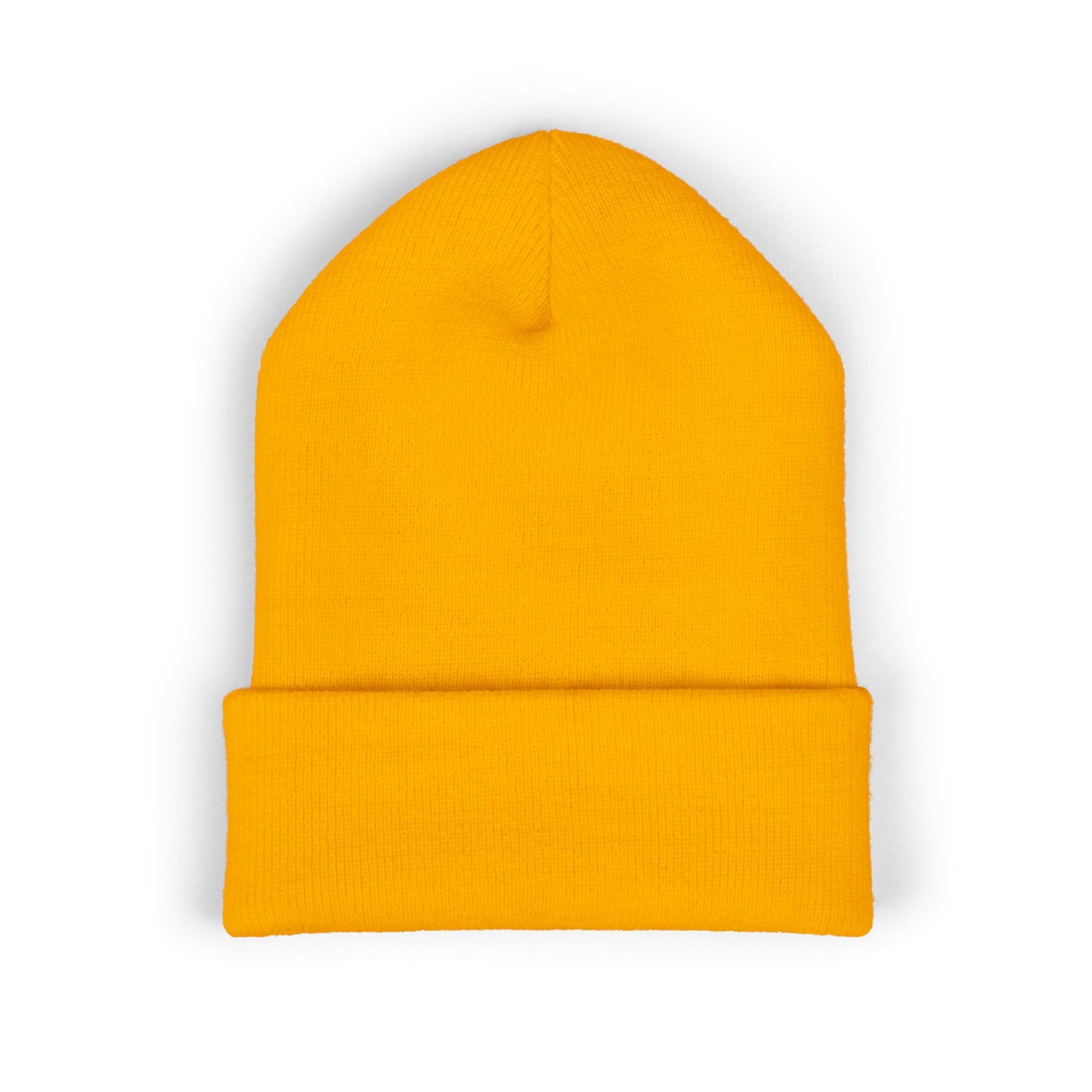 Sober Society Embroidered Cuffed Beanie — Yellow Recovery Knit Hat