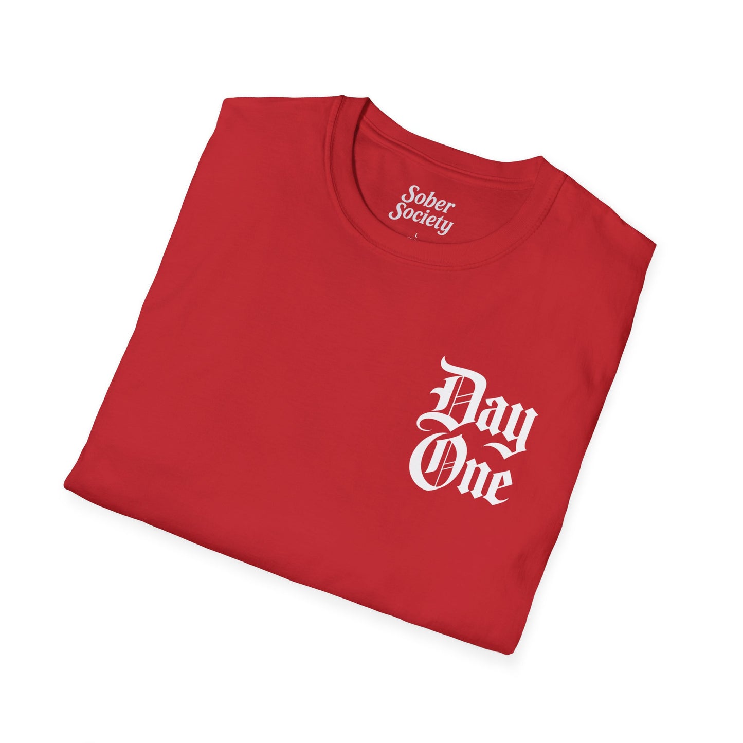 Day One T-Shirt – Gothic Chest Print, Minimal Black Tee for Everyday Wear
