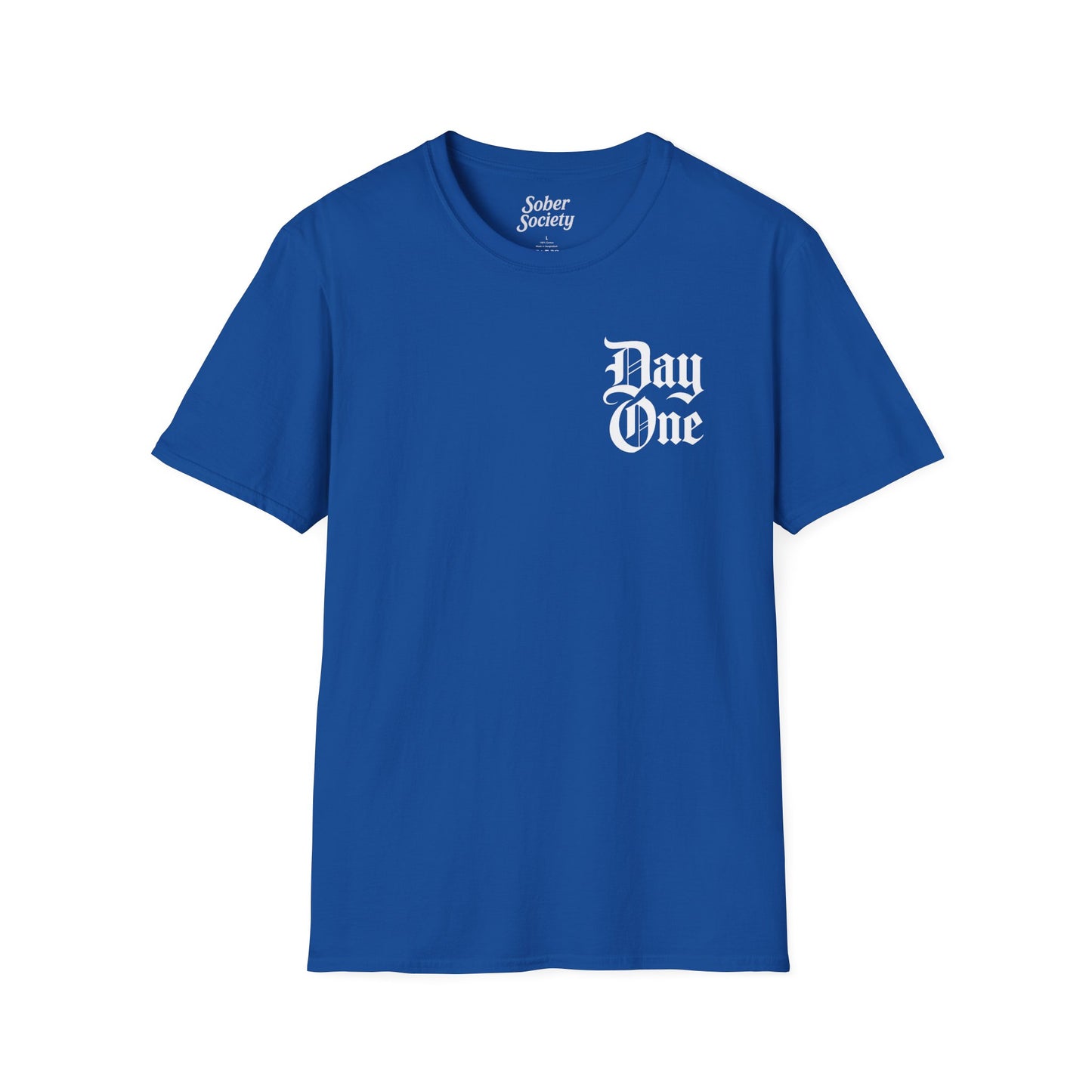 Day One T-Shirt – Gothic Chest Print, Minimal Black Tee for Everyday Wear