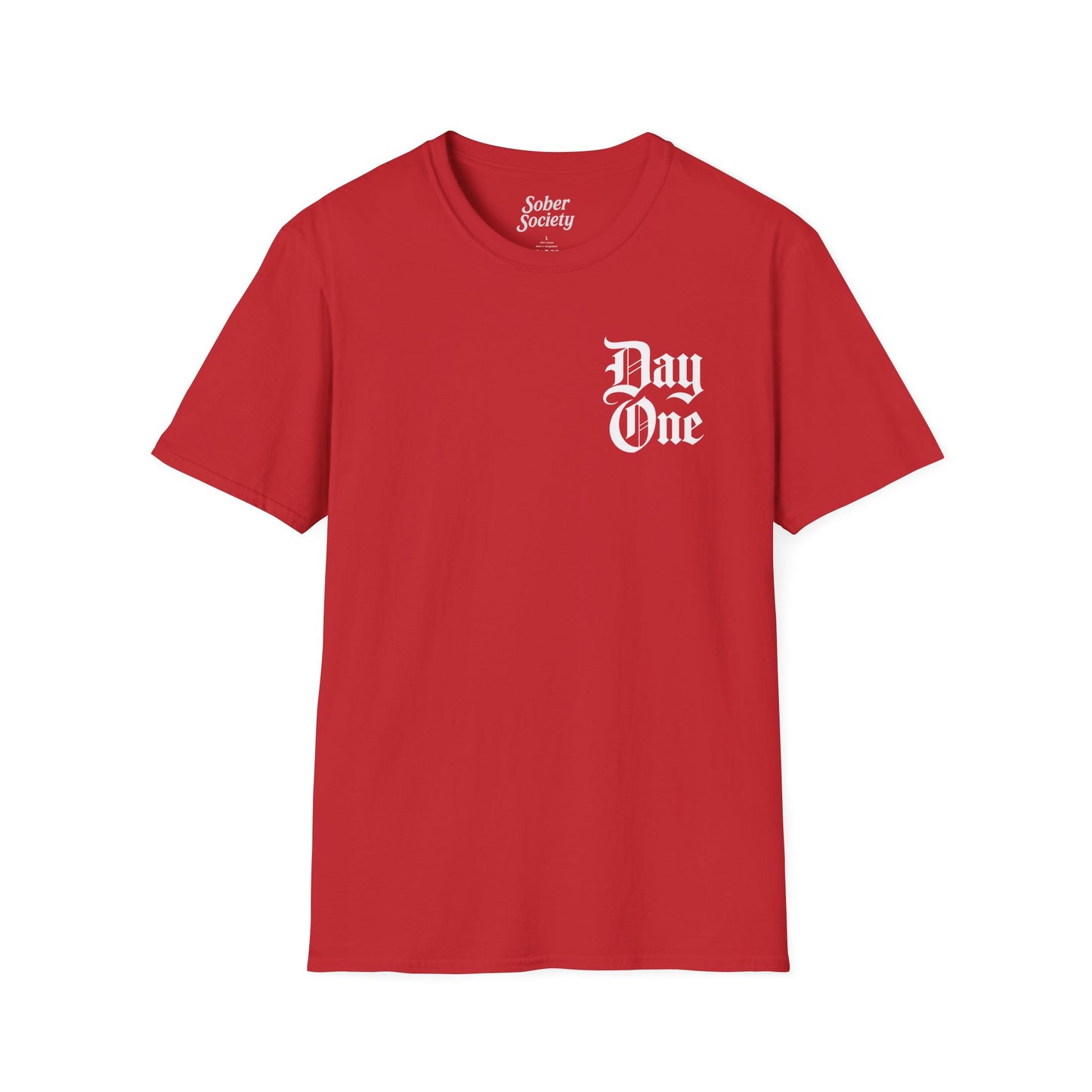 Day One T-Shirt – Gothic Chest Print, Minimal Black Tee for Everyday Wear